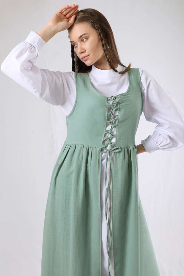 Lace-up Gilet Set Mint - 2