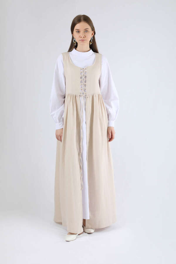 Lace-up Gilet Set Stone - 1