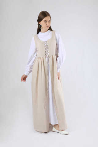 Lace-up Gilet Set Stone - 3