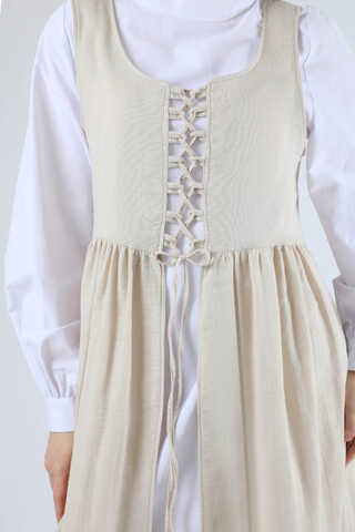 Lace-up Gilet Set Stone - 4