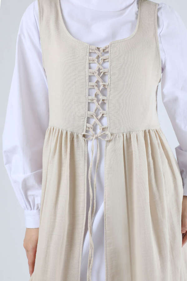 Lace-up Gilet Set Stone - 4