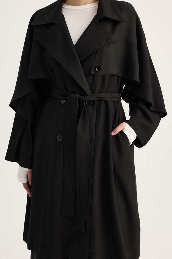 Laçin Trençkot Siyah - 10