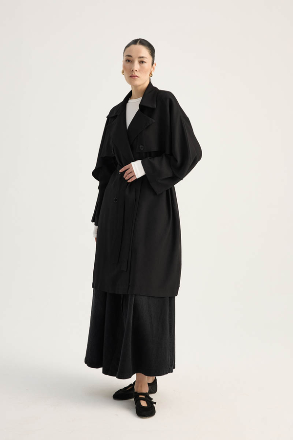 Laçin Trençkot Siyah - 1