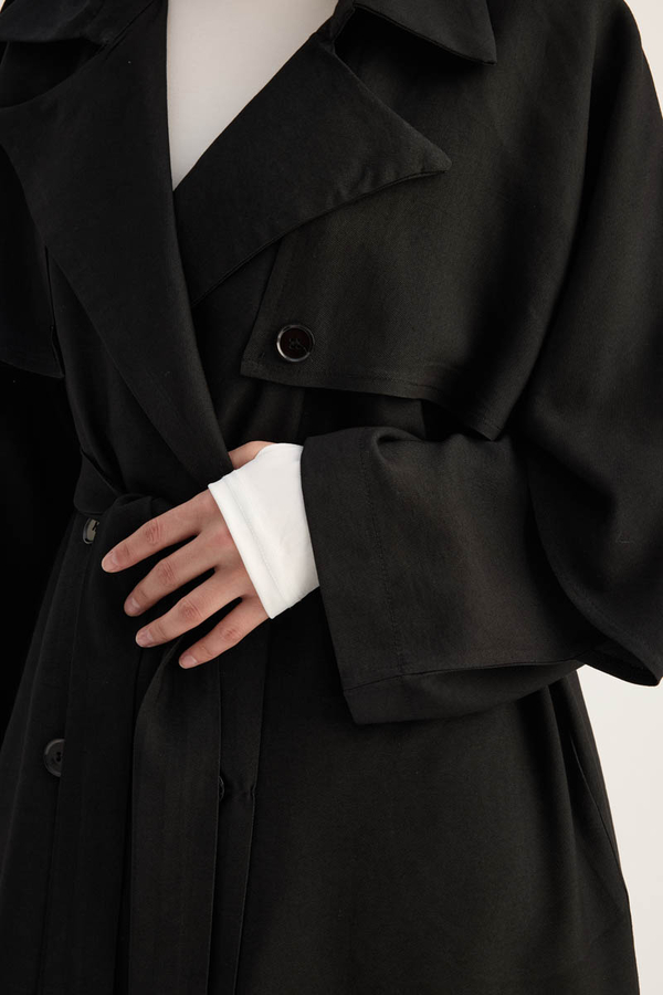 Laçin Trençkot Siyah - 7