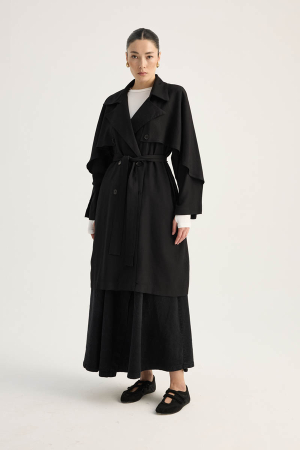 Laçin Trençkot Siyah - 5