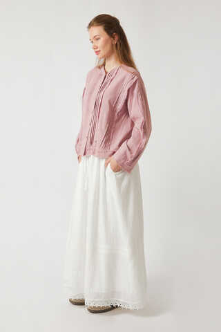 Lara Dantelli Etek Beyaz - 6