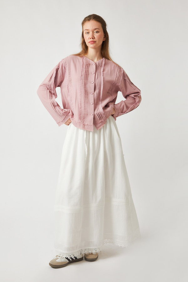 Lara Dantelli Etek Beyaz - 4