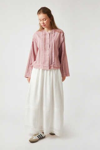 Lara Dantelli Etek Beyaz - 7