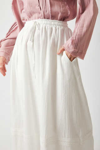 Lara Dantelli Etek Beyaz - 3