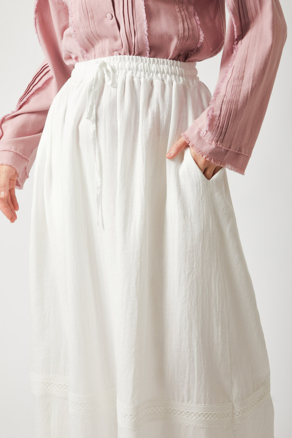 Lara Dantelli Etek Beyaz - 3