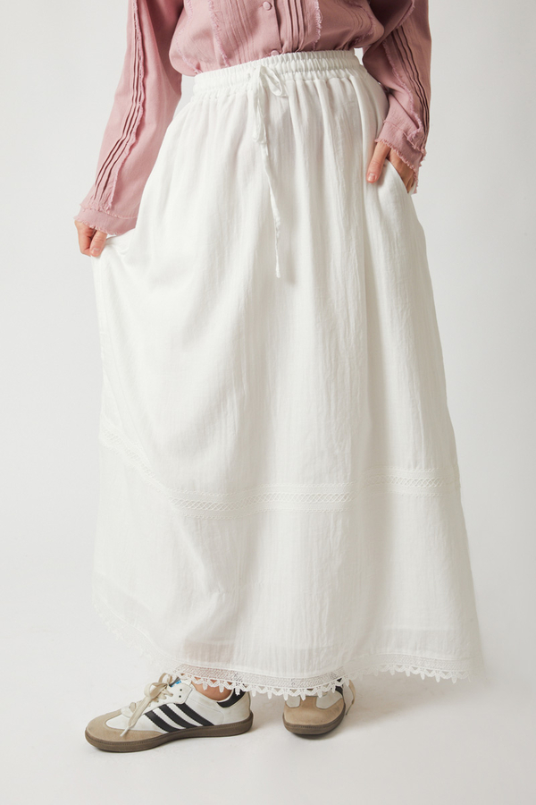 Lara Dantelli Etek Beyaz - 2
