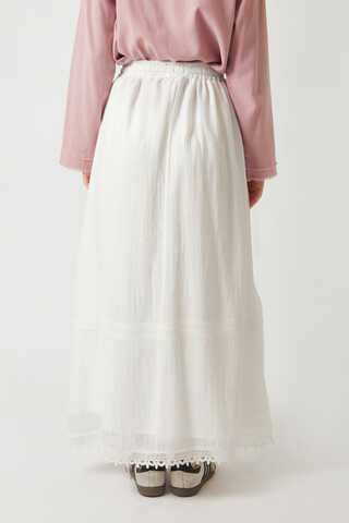 Lara Dantelli Etek Beyaz - 10