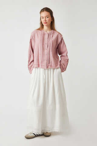 Lara Dantelli Etek Beyaz - 1