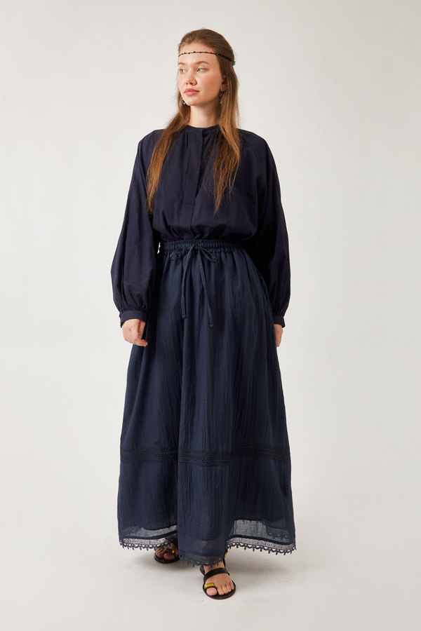 Lara Dantelli Etek Lacivert - 4