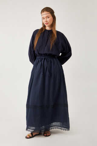 Lara Dantelli Etek Lacivert - 5