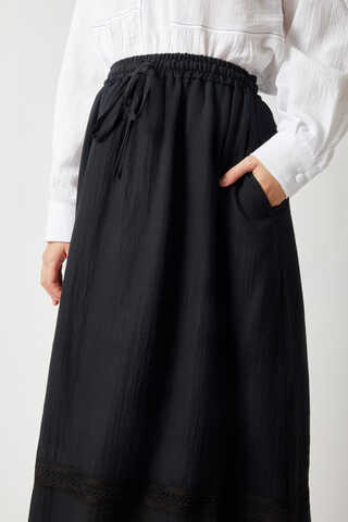 Lara Dantelli Etek Siyah - 2