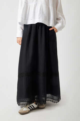 Lara Dantelli Etek Siyah - 5