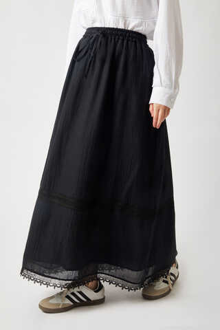 Lara Dantelli Etek Siyah - 7