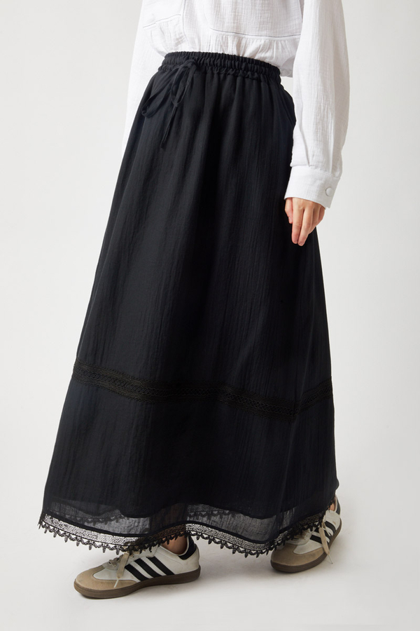 Lara Dantelli Etek Siyah - 7