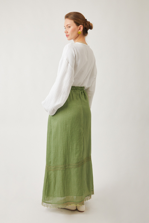 Lara Dantelli Etek Soft Yeşil - 10