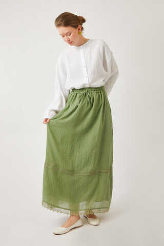 Lara Dantelli Etek Soft Yeşil - 7
