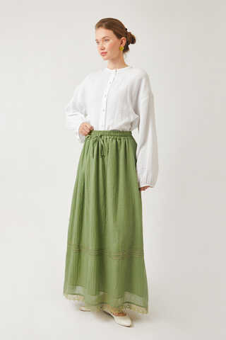 Lara Dantelli Etek Soft Yeşil - 9