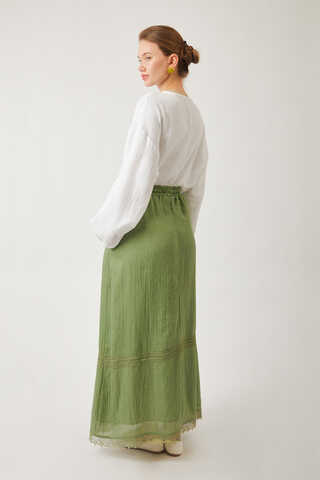 Lara Dantelli Etek Soft Yeşil - 10