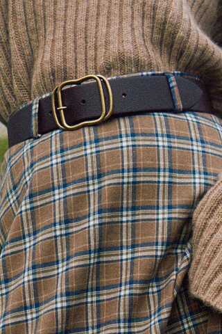 Large Oval Buckle Belt Brown - 2