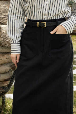 Large Pocket Gabardine Skirt Black - 1