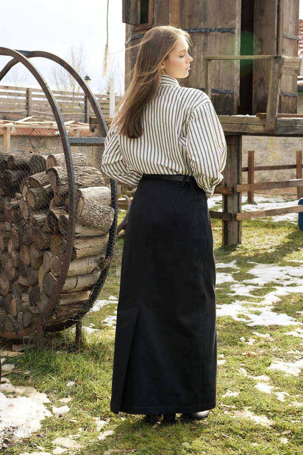 Large Pocket Gabardine Skirt Black - 5