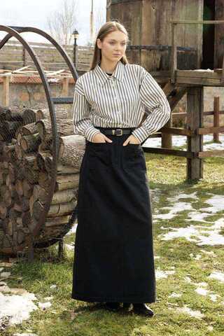 Large Pocket Gabardine Skirt Black - 2