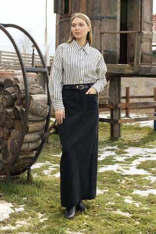 Large Pocket Gabardine Skirt Black - 3