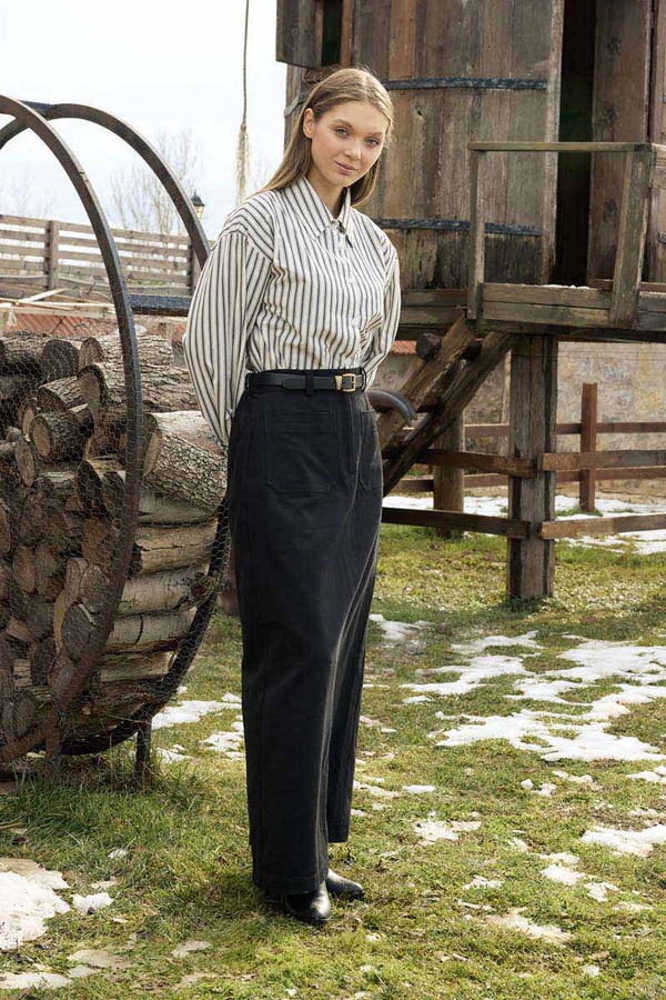 Large Pocket Gabardine Skirt Black - 4