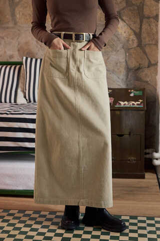 Large Pocket Gabardine Skirt Stone - 2