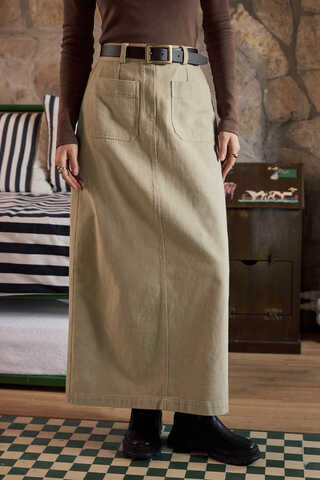 Large Pocket Gabardine Skirt Stone - 3