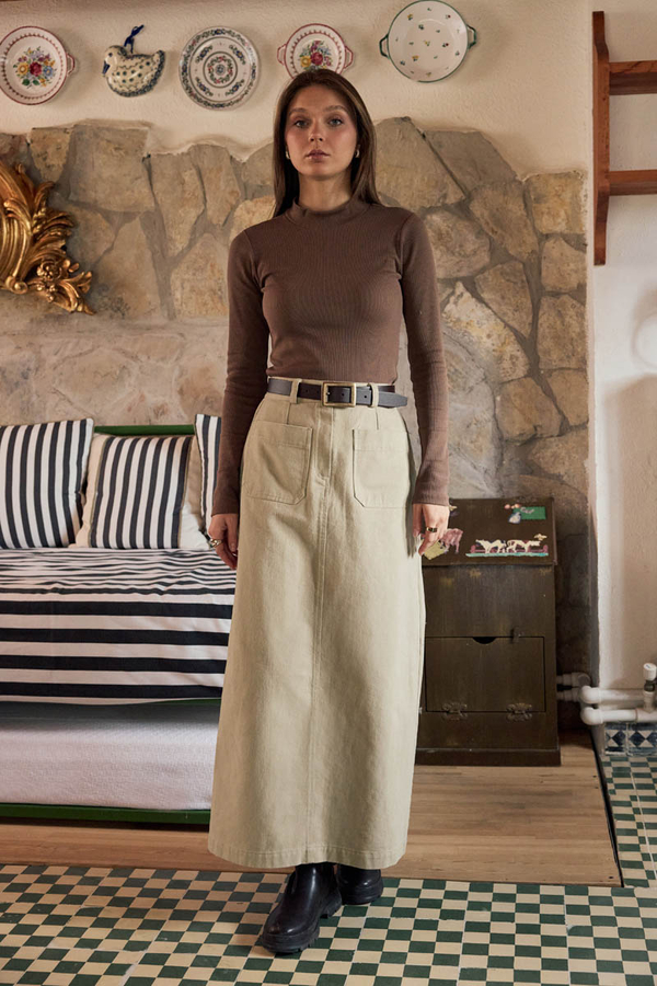 Large Pocket Gabardine Skirt Stone - 4