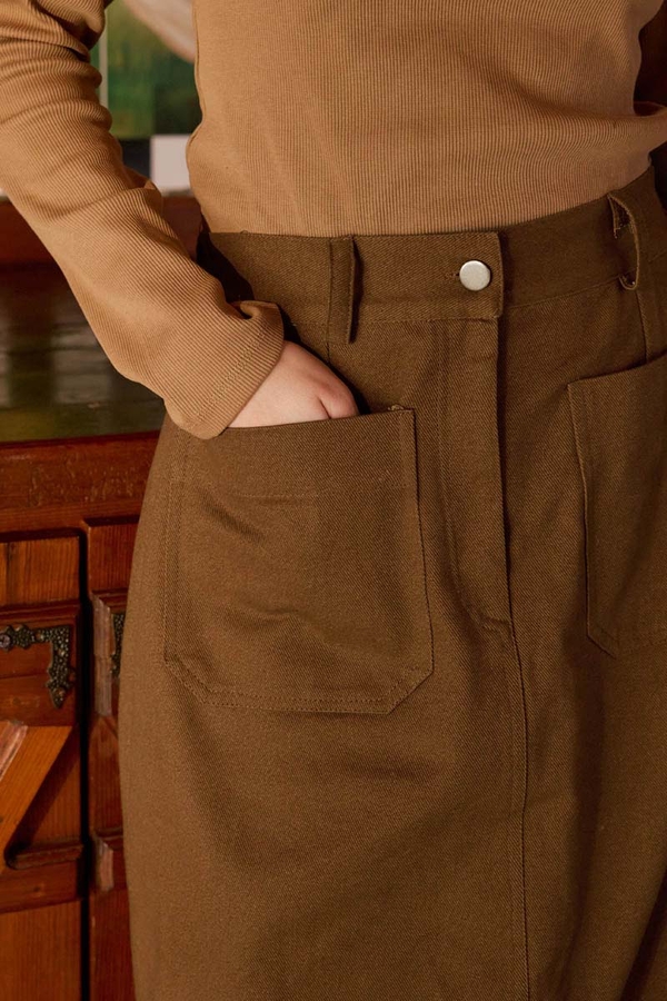Large Pocket Gabardine Skirt Taba - 5