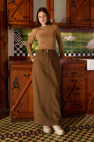 Large Pocket Gabardine Skirt Taba - 2