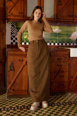 Large Pocket Gabardine Skirt Taba - 3