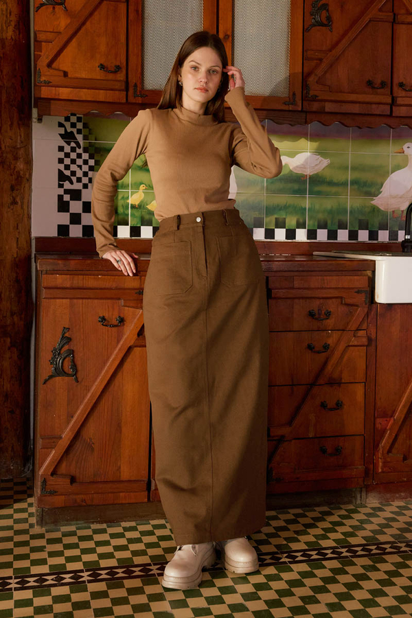 Large Pocket Gabardine Skirt Taba - 3