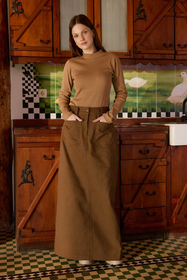 Large Pocket Gabardine Skirt Taba - 4