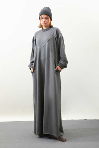 Lastik Büzgü Detaylı Elbise Antrasit - 2