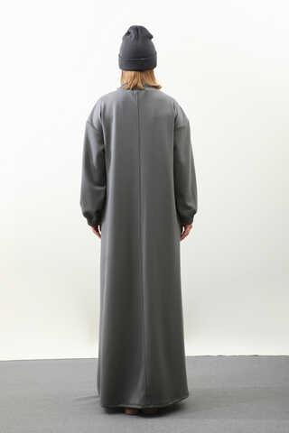 Lastik Büzgü Detaylı Elbise Antrasit - 12