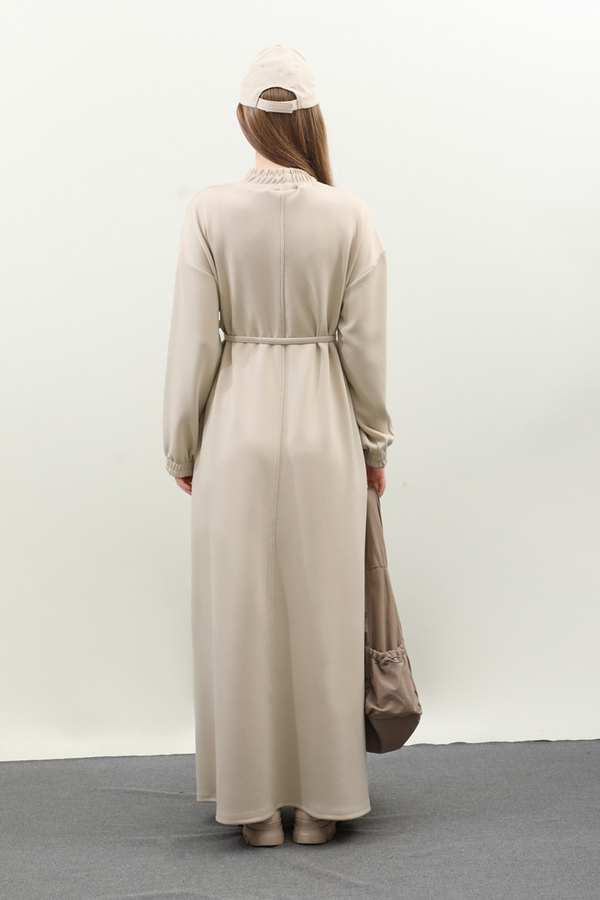 Lastik Büzgü Detaylı Elbise Taş - 10