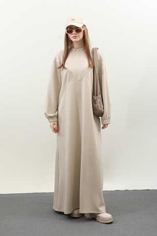 Lastik Büzgü Detaylı Elbise Taş - 4