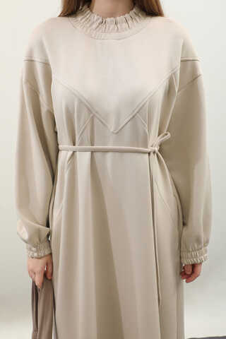 Lastik Büzgü Detaylı Elbise Taş - 2