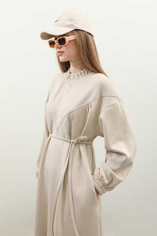 Lastik Büzgü Detaylı Elbise Taş - 3