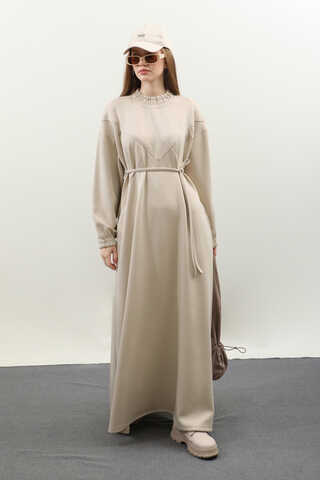 Lastik Büzgü Detaylı Elbise Taş - 6