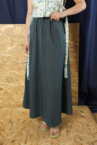 Kloş Denim Etek Koyu Mavi - 3