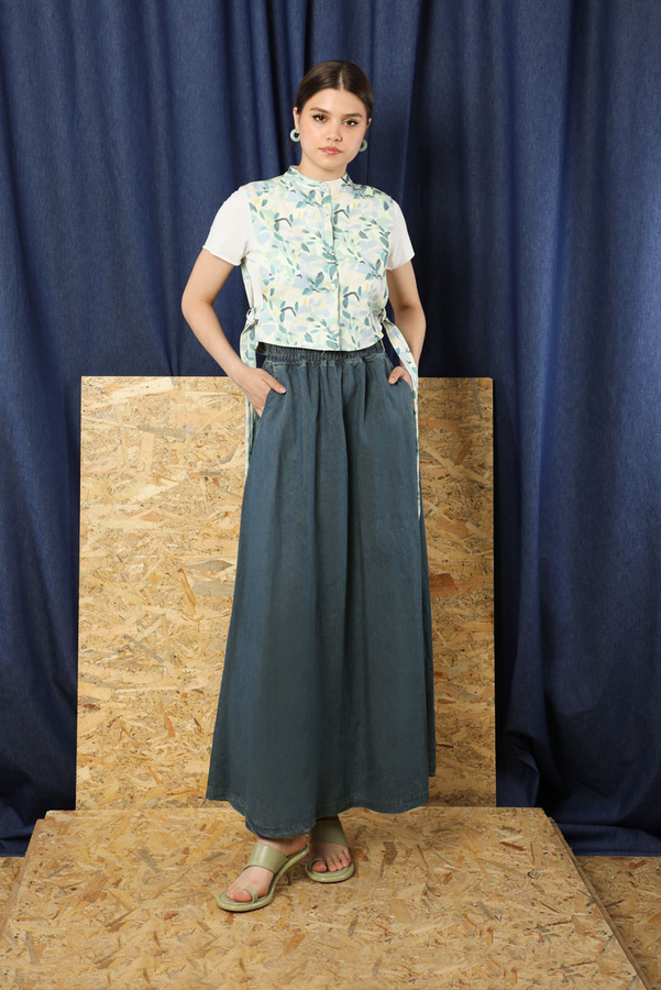 Kloş Denim Etek Koyu Mavi - 2